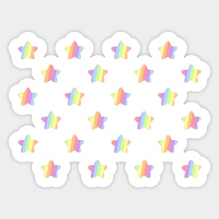 Mini Pastel Rainbow Diagonal Striped Stars Sticker